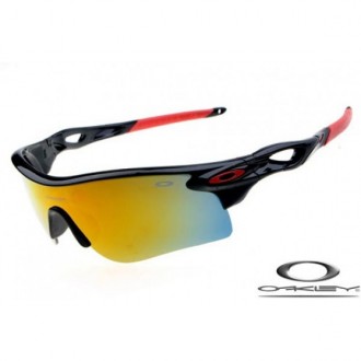 Cheap Oakley Radarlock Sunglasses Black Red Frame Fire Iridium Lens