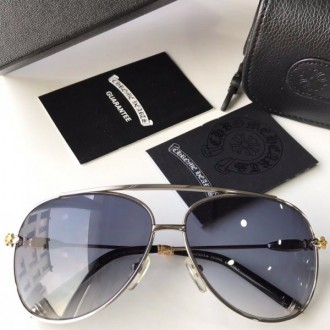 Chrome Hearts Glasses Polarized Light Blue Lenses White Gold Frame