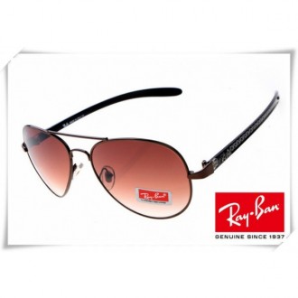 Ray Ban RB8307 Aviator Tech Sunglasses Carbon Fibre Brown Black Frame Rose Brown Gradient Lens