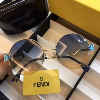 Fendi FF0243 Rainbow Round Sunglasses Gray Blue