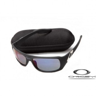 Oakley Sideways Sunglasses Black Frame Deep Blue Iridium Lens OAKLEY20156120