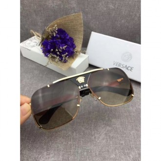 Versace Visor Sunglasses Metal Frame Brown Red