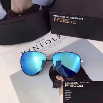 Porsche Design Gold P'8000 Aviators Sunglasses Polarized Blue