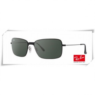 Ray Ban RB3514 Sand Demi Glos Sunglasses Black Frame Deep Green Lens