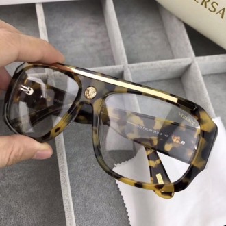 Versace V1573 Square Frame Eyewear Black Yellow Havana Frame