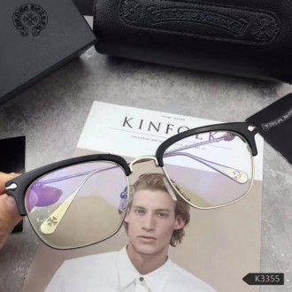 Chrome Hearts Glasses Half Black Square Frame White Lenses