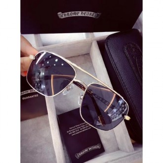 Men's Chrome Hearts Sunglasses Square Frame Black Lenses Silver Frame