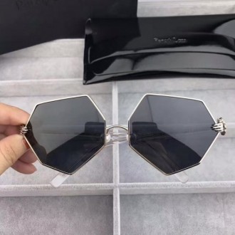 Percy Lau Dada Child Hexagon Sunglasses Black Lenses Silver Frame