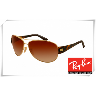 Ray Ban RB3467 Sunglasses Tortoise Gold Frame Brown Gradient Lens