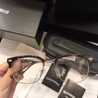 Chrome Hearts Square Eyewear Silver Brown Havana Frame