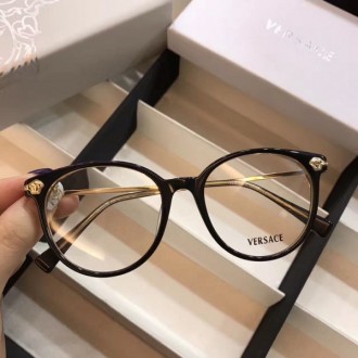 Versace VE3251B Eyewear Crystal Gold Legs Round Frame Black