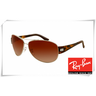 Ray Ban RB3467 Sunglasses Tortoise Silver Frame Brown Gradient Lens