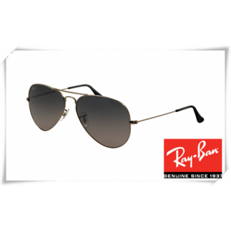 Ray Ban RB3025 Aviator Sunglasses Gunmetal Frame Polar Blue Gradient Gray Lens