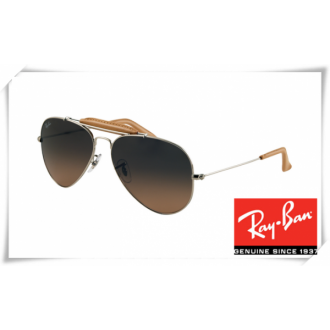 Ray Ban RB3422Q Aviator Sunglasses Arista Frame Grey Gradient Brown Lens