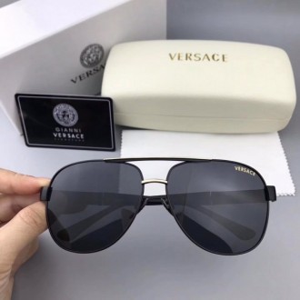 Versace VE0809 Fashion Sunglasses Black Lenses Silver Frame