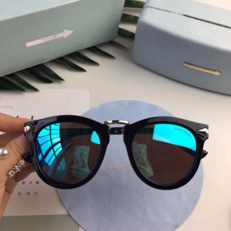 Women's Karen Walker Polarized Round Sunglasses Green Lenses Black Frame