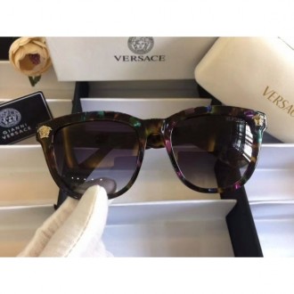 Women's Versace Square Sunglasses Floral Havana Frame