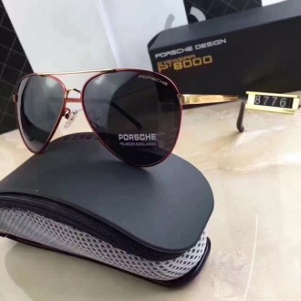 Porsche Design Gold P'8000 Aviators Sunglasses Gradient Lenses Black Red